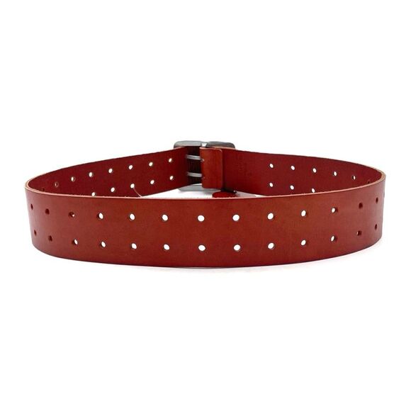 NWT Linea Pelle Brown Genuine Leather Belt Size Small Double Prong Buckle NEW - Picture 5 of 15